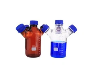 Transparent Amber Lab Glassware Reagent Bottle 250-2000ml GL45 Cap HPLC Solvent - Picture 1 of 11