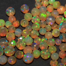 5-6mm Natural Yellow Ethiopian Fire Opal Faceted Loose Opal Balls Beads Gemstone