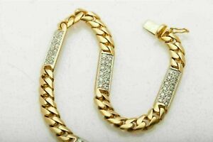 Simulated Diamond 14k Yellow Gold Plated Men's Miami Cuban Link 8.5" Bracelet