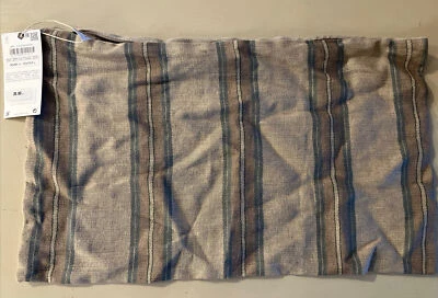 Zara Home Cushion Cover~Khaki with Blue Stripe~12x19.5 Inches ~New - Image 1 of 4
