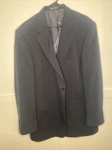Roundtree & Yorke Sport Coat Blazer Men’s 44L 39W Black 100% Worsted Wool - Picture 1 of 17