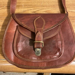 Vintage Firu Handmade Crossbody Shoulder Bag Purse Leather Brown Medium - Picture 1 of 6