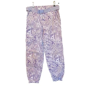 Tokidoki Pants Size 12 Purple Cargo Elastic Cuff Pockets Belt - Picture 1 of 10