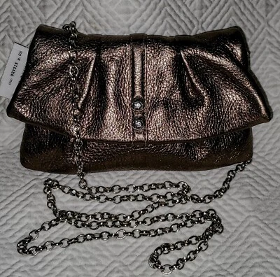 BRIGHTON BRONZE Couro Mini BOLSA DE OMBRO Corrente de Prata CROSSBODY Clutch Nova Com Etiqueta $88 - Imagem 1 de 4