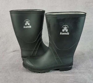 Kamik Boots Mid-Calf Black Rubber Slip-On Size 5 Made in Canada  - Picture 1 of 9
