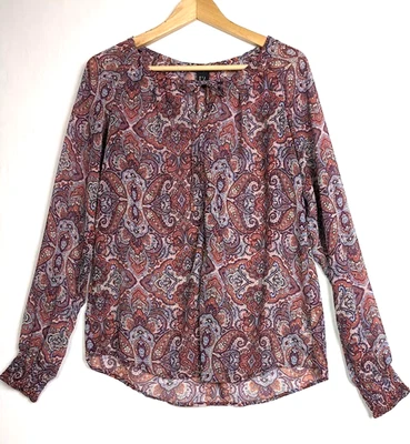 Blusa H&M Manga Larga Boho Paisley Talla 8 Ligera Informal Otoño Top. Foto 1 de 4