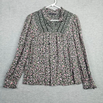 Marks & Spencer Collection Women's Size 10 Black & Pink Floral Printed Blouse - Image 1 of 4