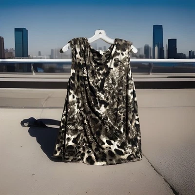 Топ женский Kenneth Cole размер XL черный серый анималистический принт без рукавов смесь полиэстера - Изображение 1 из 4