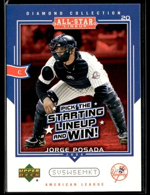 2004 Upper Deck Diamond All-Star Lineup #AS-JP Jorge Posada Game Cards 2001L - Image 1 of 2