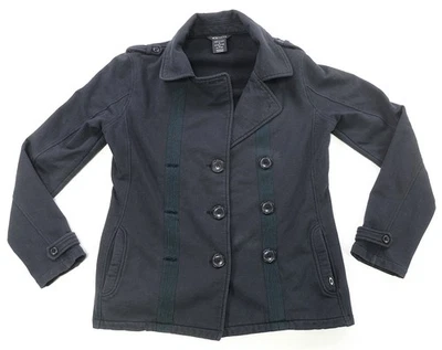 Casaco feminino raro OAKLEY lã peito duplo casaco peacoat anos 2000 carvão P - Imagem 1 de 4