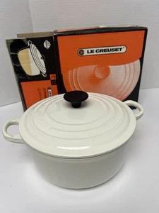 Le Creuset Cocotte Rondo 20 cm 2,4 L Olla Esmaltada Hierro Fundido Blanco Francia - Imagen 1 de 5