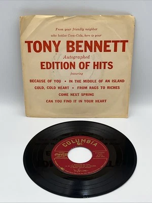 Tony Bennett 7” Vinyl Autographed Edition Of Hits Coca Cola Promotion EX Tested - Image 1 of 4