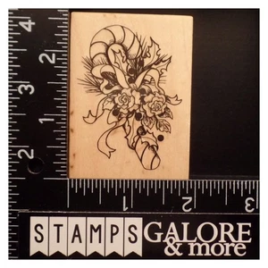 PSX Gummistempel F-334 CHRISTAMS ZUCKERSTANGE SPRAY KIEFERN STECHPALME SCHLEIFE BLUMEN #2971 - Bild 1 von 2