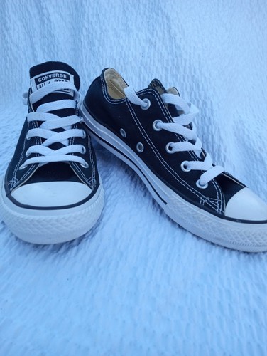 Scarpe da skate basse bambino Converse taglia 2 nere bianche ottime condizioni Chuck Taylor