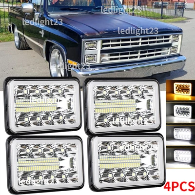 Faros LED 4x6" Hi/Lo FIT Chevrolet C10 C20 C30 K10 K20 1980-1986 Pickup 4 piezas Foto 1 de 4