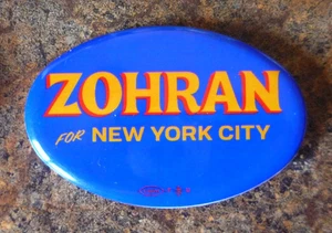2025 Democrat ZOHRAN MAMDANI for Mayor NEW YORK CITY blue oval logo Button - Picture 1 of 1