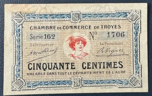 Banknote 50 CENTIMES Handelskammer / TROYES / 1921 - Bild 1 von 2