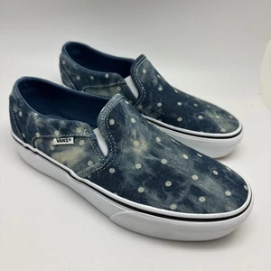 VANS Platform Old Skool Shoes Womens Size 8 Blue Denim Casual Sneakers Dots - Picture 1 of 6