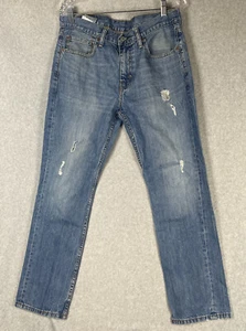 Levis 505 Medium Wash Regular 5 Pocket Denim Blue Jeans Men’s Size 34X30 Distr - Picture 1 of 11