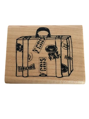 Inkadinkado Rubber Stamp Luggage Suitcase Travel Theme Dawn Houser Vacation Art - Image 1 of 4