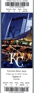 Toronto Blue Jays vs Kansas City Royals 4/12/2013 Full Ticket - Picture 1 of 2