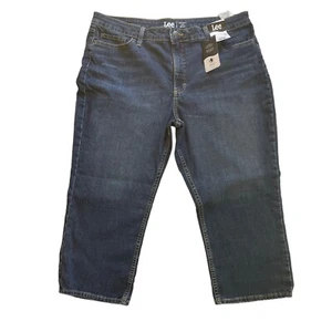 Lee Women's Size 22M Midrise Capri Denim Jeans Pants Color Nightly Set Blue NWT - Picture 1 of 10