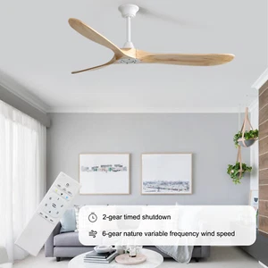 Large 60 Inch Ceiling Fan with Remote Control Farmhouse Wood Blade Ceiling Fans - Picture 1 of 9