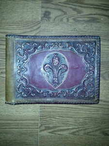 Vintage ledergebundenes Fotoalbum Buch geprägtes Design mit Goldakzenten  - Bild 1 von 5