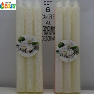 Candela profumata cm19 6PZ profumo gelsomino bianca per ambiente decoro casa neg - Foto 1 di 4