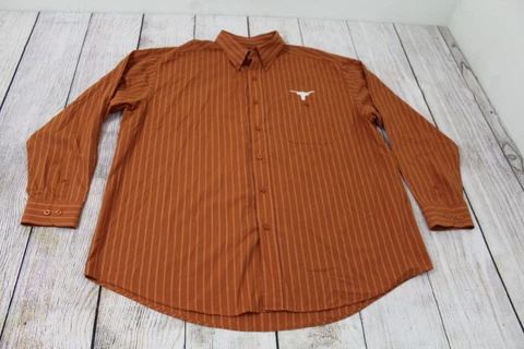 Antigua Texas Longhorns UT Orange White Striped Long Sleeve Button-Up Men's XL Cover