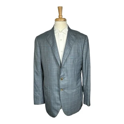 Blazer Santorio Napoli Azul Ventana Cuadros Cachemira Seda Para Hombre Medio Forrado 46L Foto 1 de 4