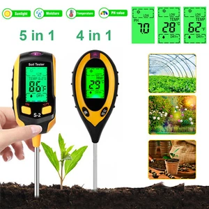5 in 1 LCD Soil PH Tester Sunlight Soil Water Moisture Meter Detector for Garden - Picture 1 of 25