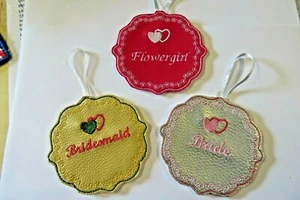 Brautparty bestickt Aufhänger Namen / Hochzeit Andenken - Bild 1 von 10