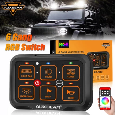 AUXBEAM 6 Gang AR-600 RGB bluetooth APP Switch Panel For Toyota Ford F-150 F-250 - Image 1 of 4