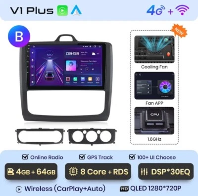 Autoradio Per Ford Focus Mk2 Mk3 2004-2011 4G+64GB 4G+WIFI 8Core CarPlay GPS BT - Immagine 1 di 4