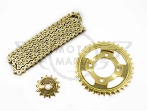 Kettenrad & Kettenrad Set Honda C50 C70 C90 Lifan Upgrade Gold 428HD - Bild 1 von 5