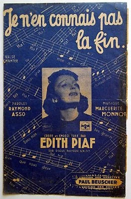 Partition alt partitur sheet music = Edith Piaf : Je n'en connais pas la fin - Photo 1/2