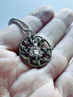 Collar de Yoga Life is Good Plata Mini Buda Oro Antiguo Bodhi Árbol de la Vida  Foto 1 de 4