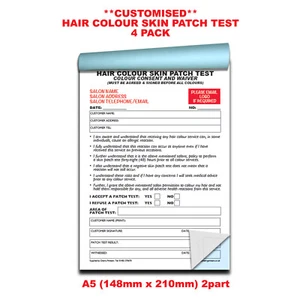 **PERSONALISED** NCR Hair Colour Skin Patch Test Duplicate Book A5 4 PACK - Picture 1 of 4