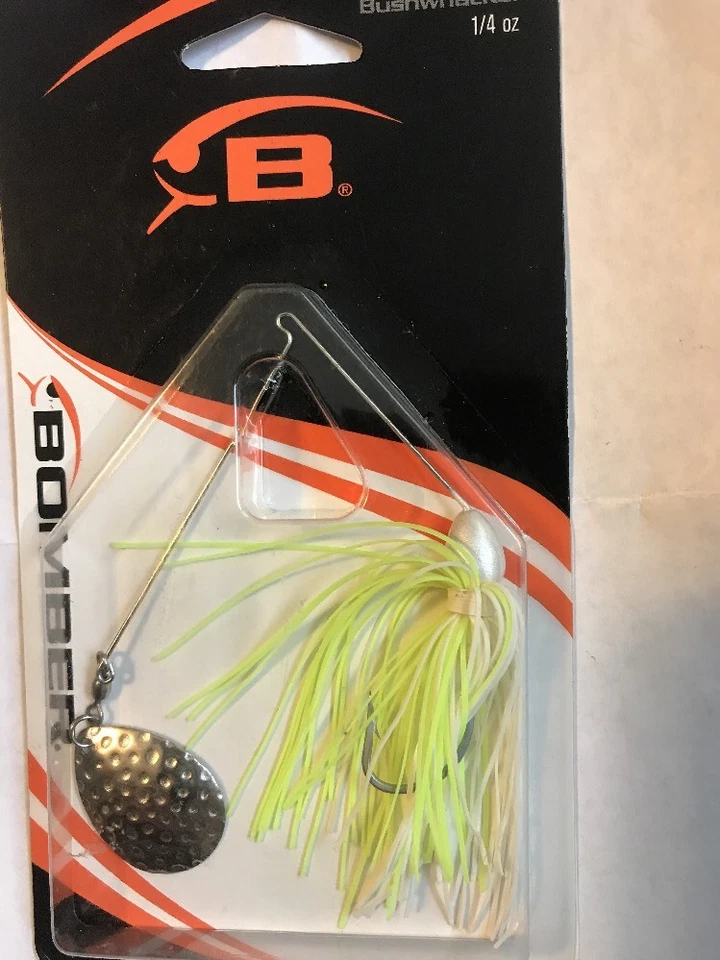 Vintage Bomber Bush-Whacker Spinnerbait gráfico blanco/blanco Foto 1 de 1