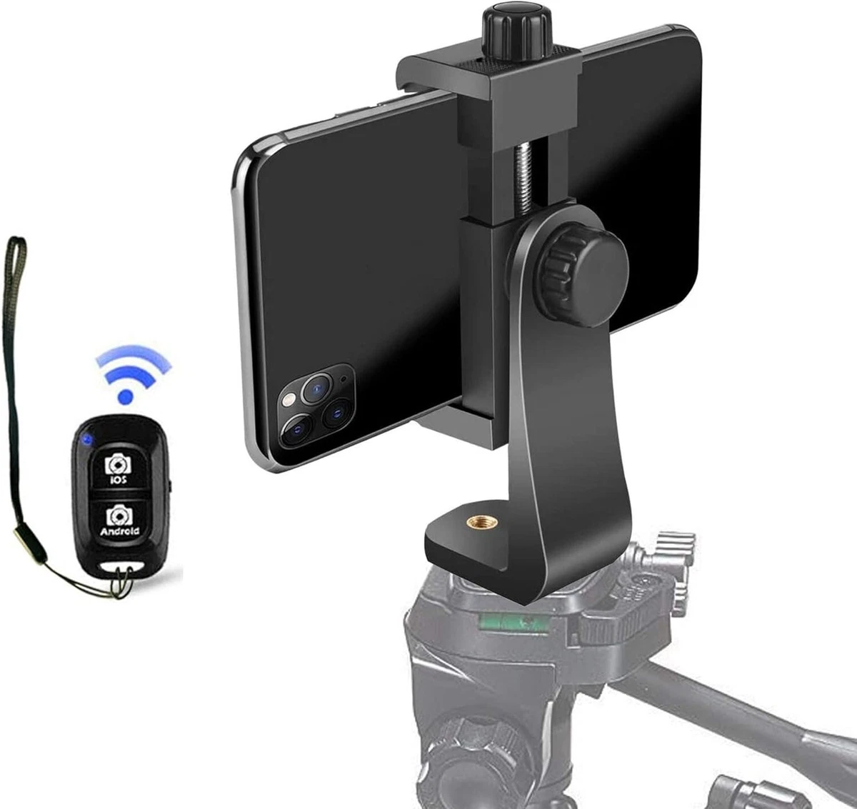 Handyhalterung Stativ Adapter – Mit 2 Kaltschuh, 1/4 Zoll Gewinde, 360° Drehbar