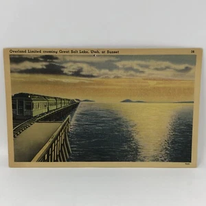 Grande Lago Salato Utah Al Tramonto Cartolina d'epoca - Foto 1 di 4