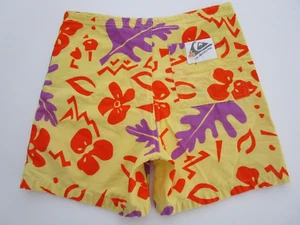 Mens Quiksilver 100% Cotton shorts yellow hawaiian retro vintage USA Rare Fit 30 - Picture 1 of 9