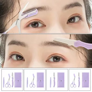 Eyebrow Trimmer Set Eyebrow Razor Eyebrow Scissors Tweezers Eye Brow Shaper - Picture 1 of 17