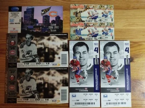Lot of Montreal Canadiens Ticket Stubs, Forum 1989 Molson Center 1997 Cover