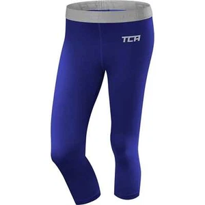 TCA Pro Performance Endurance Womens Running Tights Blue 3/4 Capri Compression - Picture 1 of 6