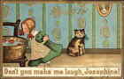 Hallowen Girl Bobbing na jabłka - Kot TUCK 181 c1910 Pocztówka