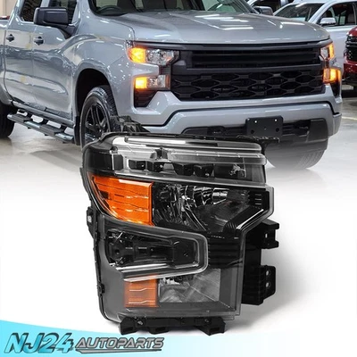 Passenger For 2022 2023 2024 Chevy Silverado 1500 Black Halogen Headlight Lamp Foto 1 de 4