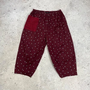Gudrun Sjoden Women’s Wide Burgundy Polka Dot Pants Size L India Cotton Pattern - Picture 1 of 11