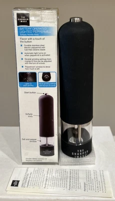 Pepper Mill Grinder w/ Light SHARPER IMAGE Battery Operated Stainless SOFTGRIP - Image 1 of 4